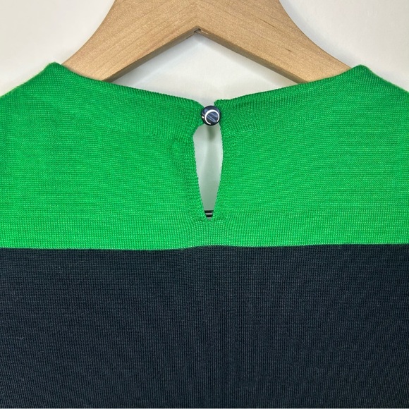 J.Crew Navy Blue and Green Stripe Bejeweled Merino Wool Short Sleeve Sweater, XS - Picture 6 of 9